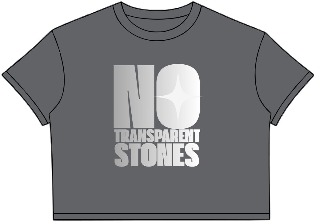 "No Transparent Stones" Gray Crop Tee
