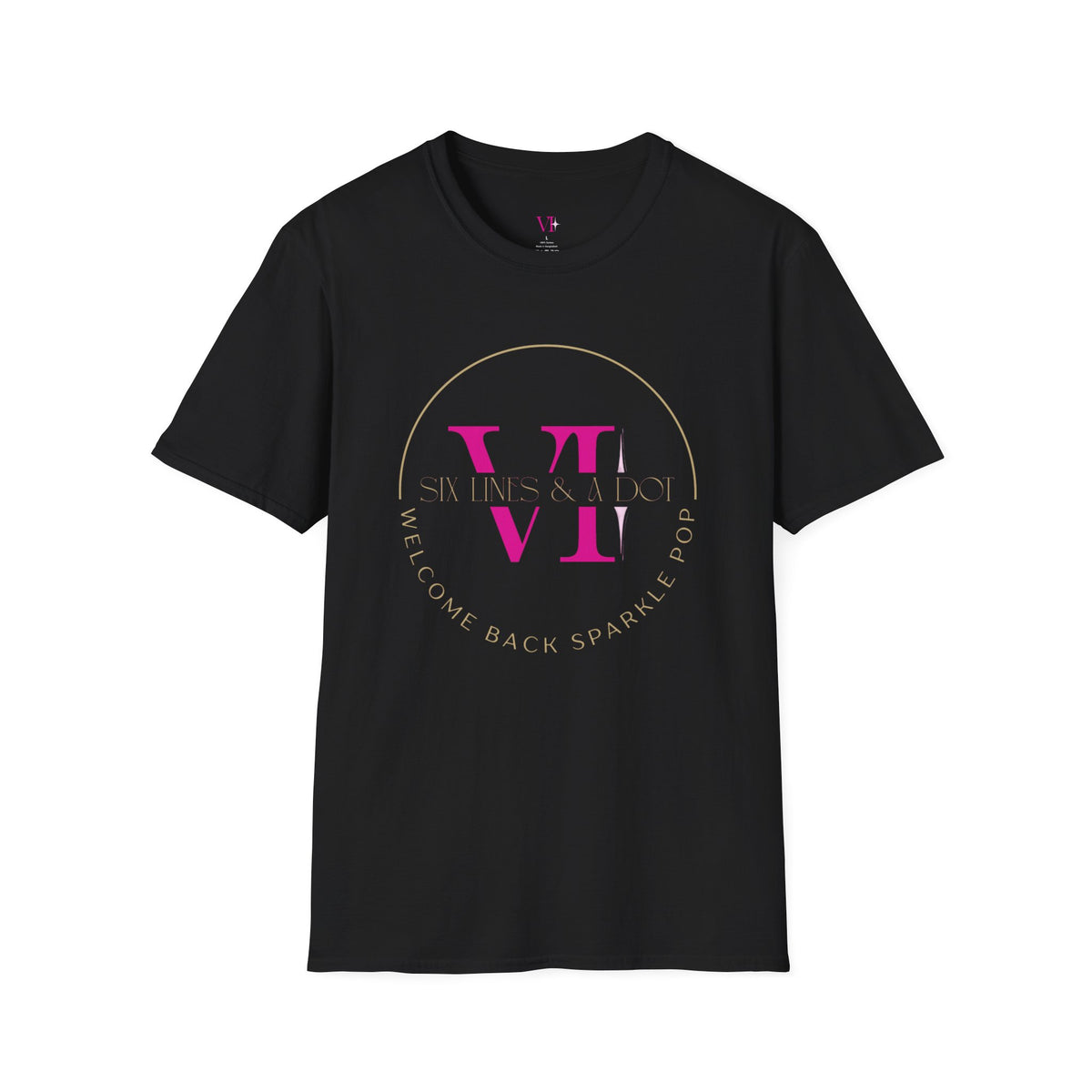 "Welcome Back Sparkle Pop" Gold Circle T-Shirt