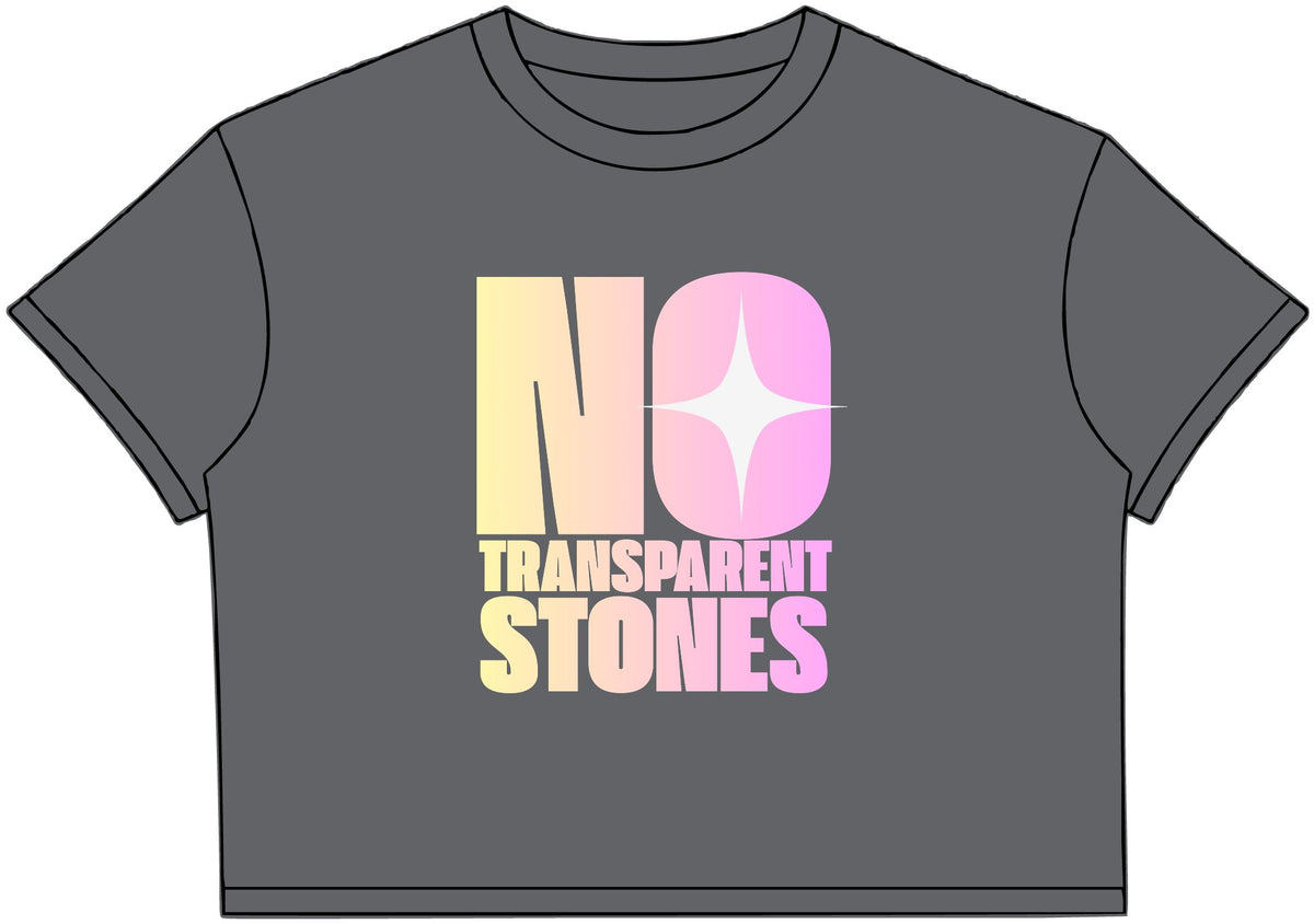 "No Transparent Stones" Yellow & Pink Crop Tee