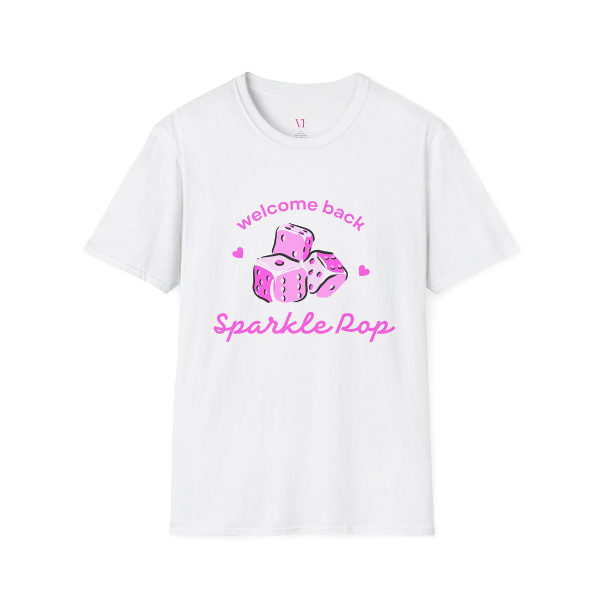 "Welcome Back Sparkle Pop" Heart Dice T-Shirt