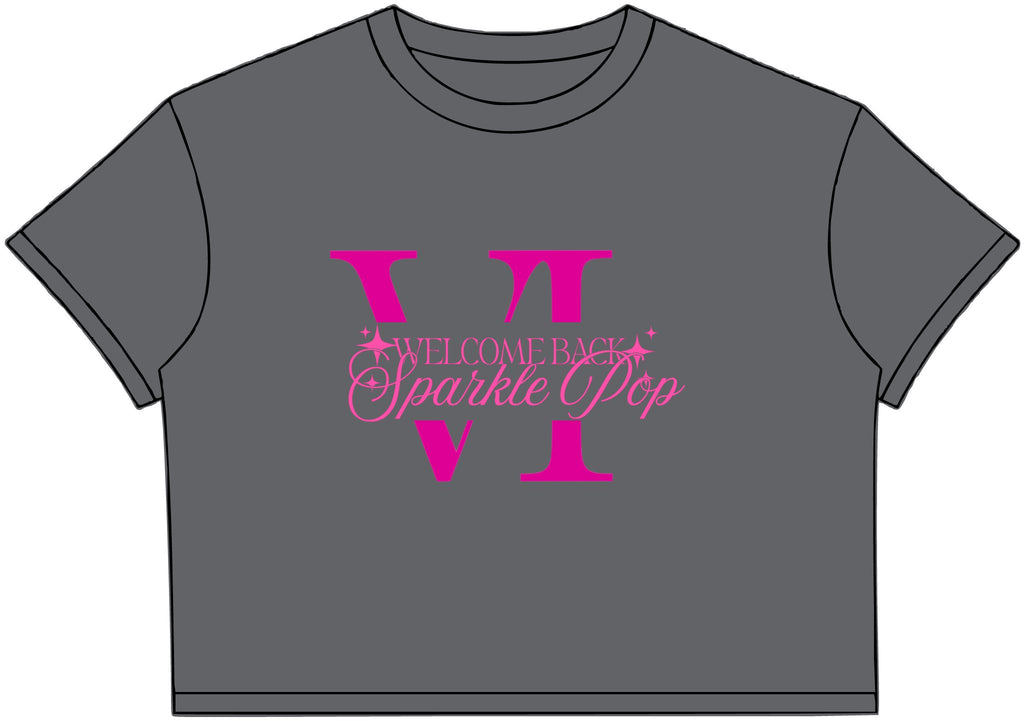 "Welcome Back Sparkle Pop" Crop Tee