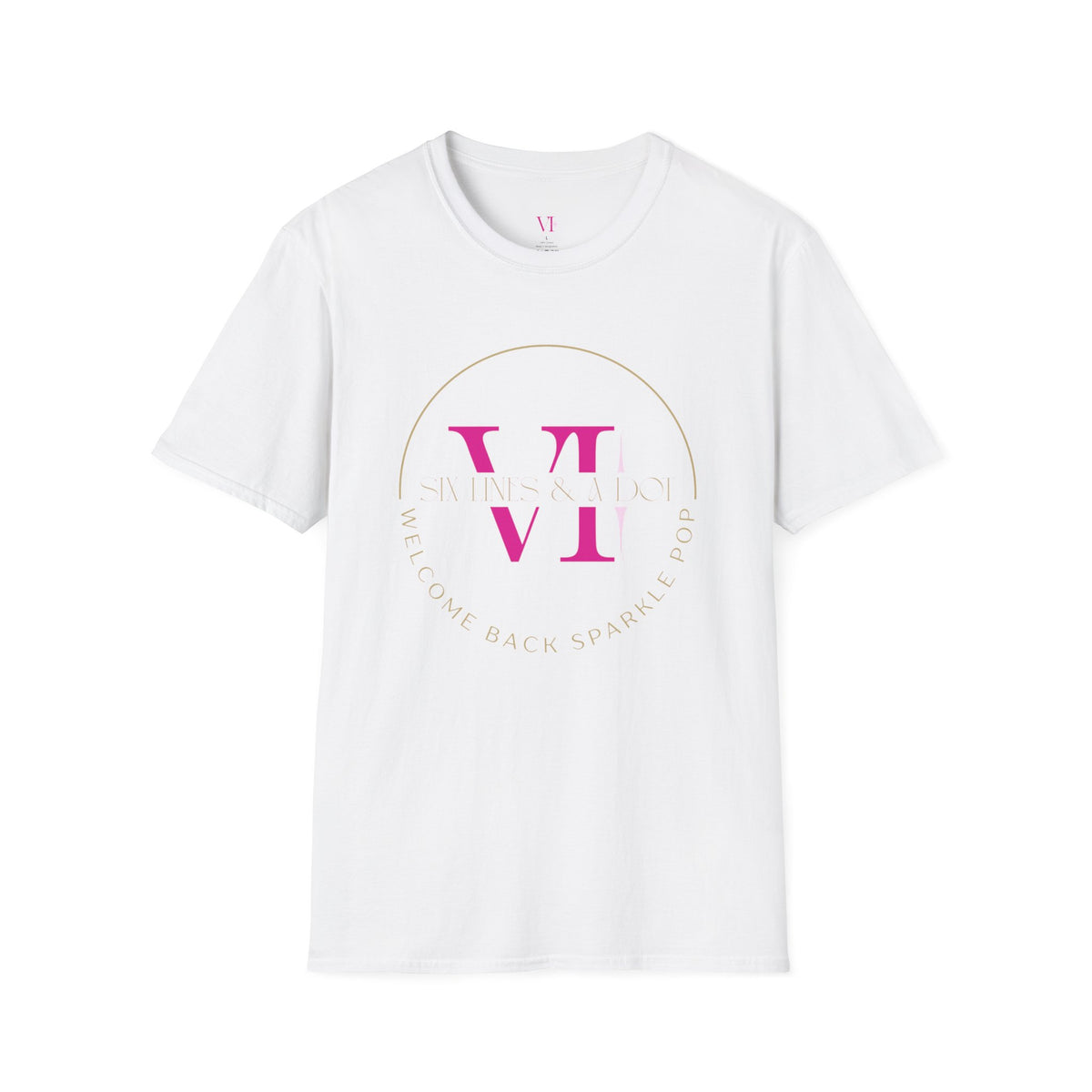 "Welcome Back Sparkle Pop" Gold Circle T-Shirt